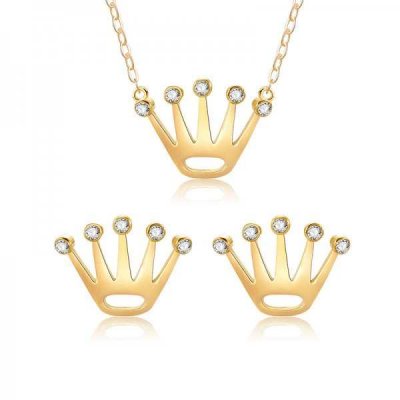 Alloy Inlaid Rhinestone Necklace And Earrings Two-piece Foreign Trade Hot Sale